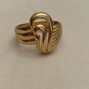 80’s Gold Art Deco Swirl cuff Bracelet